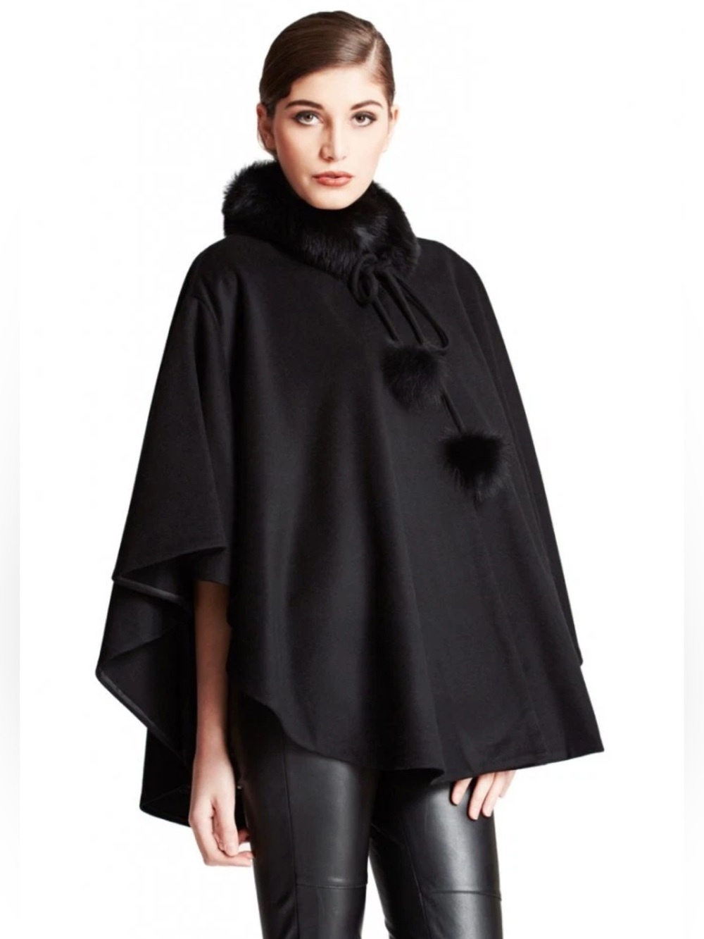 Belle Fare Gera CASHMERE Cape with Fox Fur